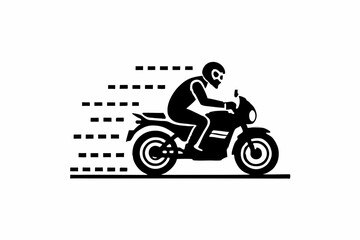 Motorcyclist on Highway Silhouette Vector