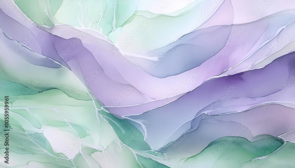 Wall mural soft abstract waves in pastel colors create a serene and calming visual texture.