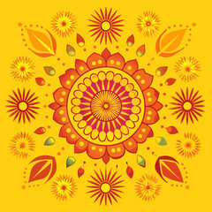 াbstract background with flowers  for Diwali 