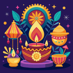 illustration of a candle and flowers with 