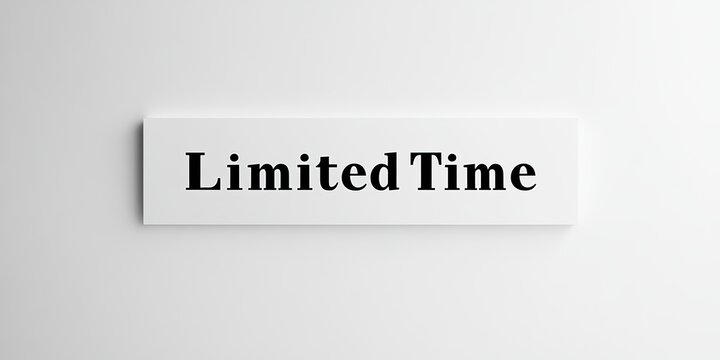 A striking black text stating Limited Time stands out against a pristine white background designed to capture attention and encourage prompt responses from viewers in a minimalist style