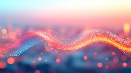 Vibrant, flowing digital composition with warm hues. Captivating technological symphony of light and motion.