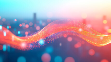 Vibrant, flowing digital composition with warm hues. Captivating technological symphony of light and motion.