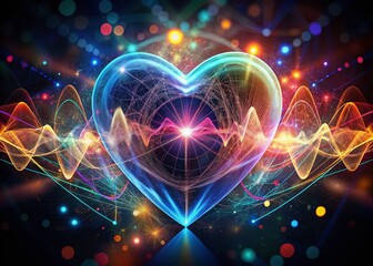 Obraz premium Surreal Heartbeat Pattern on Black Background - Captivating Rhythm and Emotion in Abstract Art