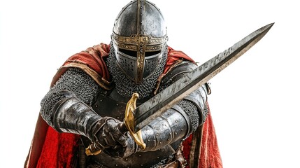 Obraz premium Medieval knight in armor with sword 