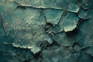 A cracked and broken wall with a blue background