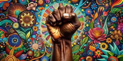 Surreal Representation of Unity and Strength in Brown Hand Symbolizing Black Lives Matter Movement