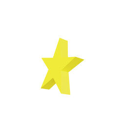 Bright yellow 3D star with clean geometric edges, isolated on a black background, representing positivity, achievement, night sky elements, or festive decoration in a playful style.