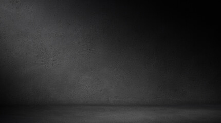 Dark concrete empty wall background. Concrete room texture with wall and floor for mock up or...