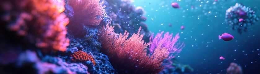 Obraz premium Exploring the dreamlike underwater coral reef a vibrant tapestry of colors and gentle movements in nature's aquarium