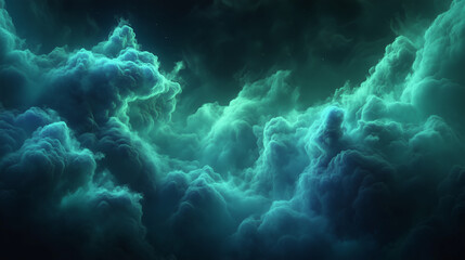 Fototapeta premium 青と緑の煙