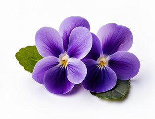 Obraz premium Violet flower isolated on white background. Violet isolated. Violet perfume flower, perfume flower oils, perfume essential flowers, violet perfume essential oils.