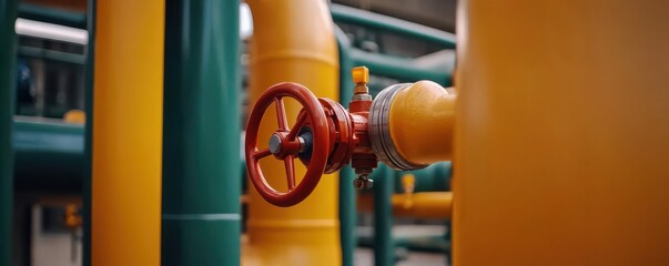 Natural gas processing facility, complex piping systems, clean industrial look