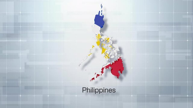 Detailed 3D Map With Flag Of Philippines