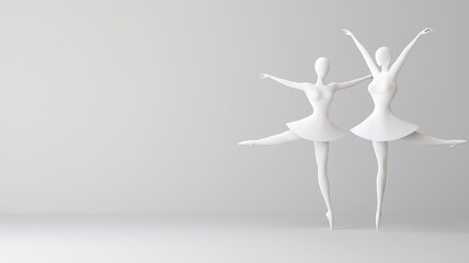 3D rendering of a digital ballet pose guide, showcasing various positions like arabesque, plie, and grand jete, Digital ballet pose guide, Educational and modern
