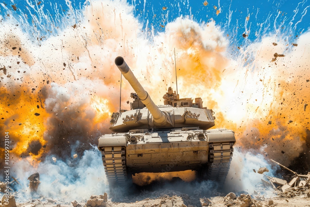 Canvas Prints tank explosion action scene