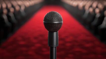 3D rendering of a contestant being interviewed on a red carpet before the Miss Universe event, Red carpet interview, Glamorous and highprofile