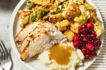 Thanksgiving Turkey Dinner Plate with Potatoes