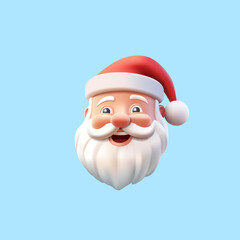 3D face of a smiling Santa. Cute Santa Claus character with a beard. Realistic icon. For Christmas and New Year design concepts. Vector illustration.
