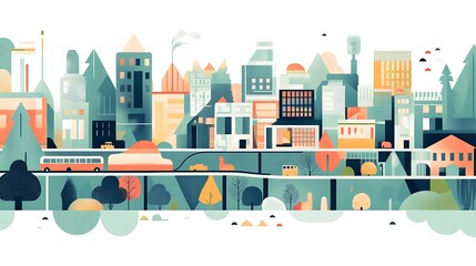 Futuristic Cityscape Illustration with Vibrant Elements