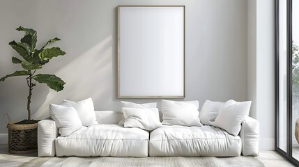 Fototapeta premium Modern Interior of Stylish Living Room ,Wall Mock Up, Frame , Poster with Beautiful Background, 3d render