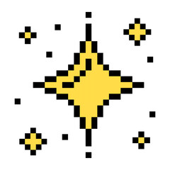 Glitter Stars, sparkling stars pixel art, Bright yellow sparkling pixel art 8 bit