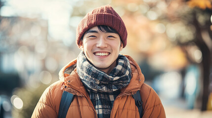 Japanese person smiling with warmth and joy