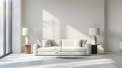 Modern Interior of Stylish Living Room ,Wall Mock Up, Frame , Poster with Beautiful Background, 3d render