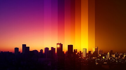 Fototapeta premium Vibrant Sunset Over City Skyline