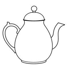 Obraz premium a black and white line drawing of a teapot. It is a kettle with a spout and a lid on top