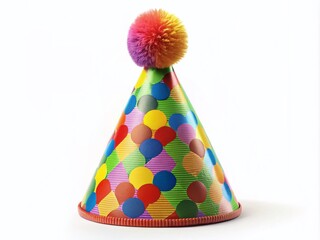 Vibrant Party Hat Isolated on White Background for Celebrations and Festive Events