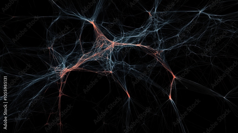 Canvas Prints a black and orange image of a web of neurons