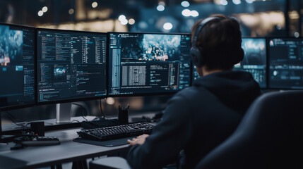 Professional Streaming Setup with Multiple Screens for Gamers