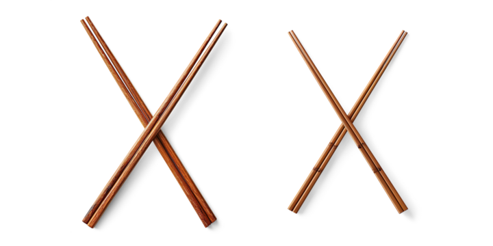 Crossed Wooden Sticks on a Transparent Background