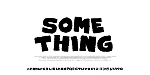 Modern Bold Grunge Handdrawn Alphabet Font, comic style, texture lettering, typeface,design for movie, fashion, comic,poster,sport. Uppercase and Number.vector Illustration