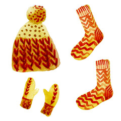 Knitted set in watercolor technique 