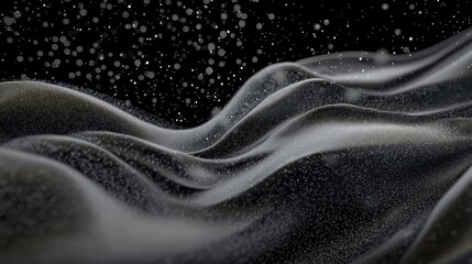 Obraz premium A black and white image of a wave with snowflakes falling on it