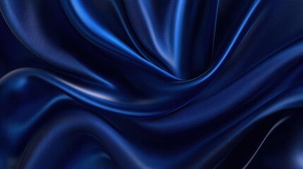 Obraz premium luxurious abstract background featuring rich blue satin fabric, flowing beautifully with a subtle sheen, evoking feelings of elegance and sophistication