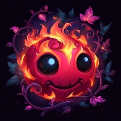 Vibrant Fireball with Enigmatic Black Eyes