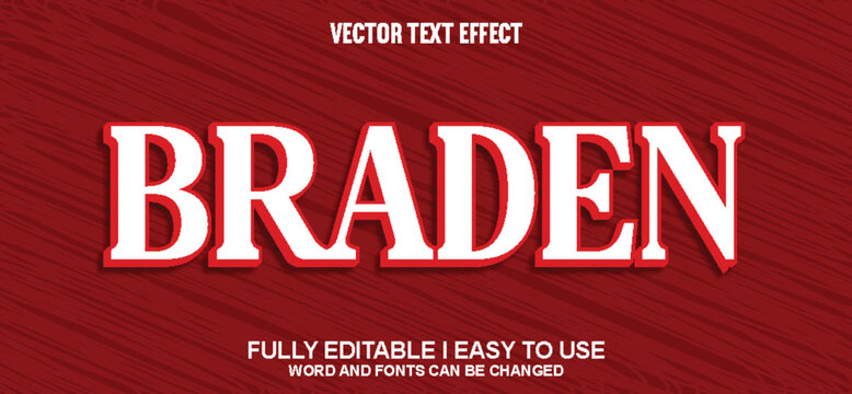Braden Fully Editable 3D Vector Text Effect