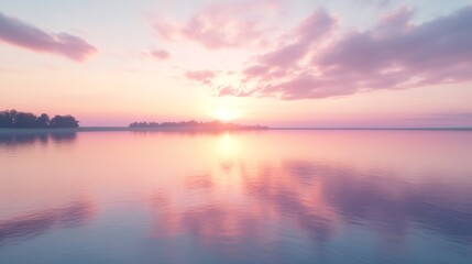 Fototapeta premium Serene Lake Reflecting Dawn Colors