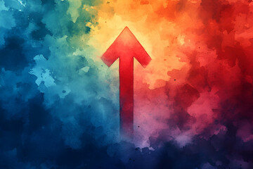 A vibrant gradient background featuring a bold upward arrow symbolizes growth, direction, and positive advancement.