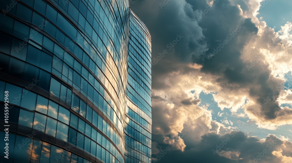 Aufkleber a tall building with a cloudy sky in the background