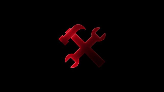 Glowing neon tools bar setting icon with on background 4k.