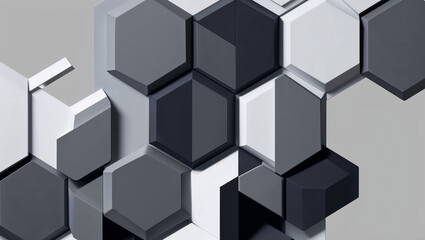 Fototapeta premium Hexagonal geometric wall design with contrast and depth.