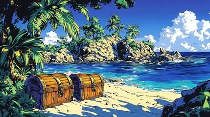 Fototapeta premium Tropical Treasure Chests on a Scenic Beach