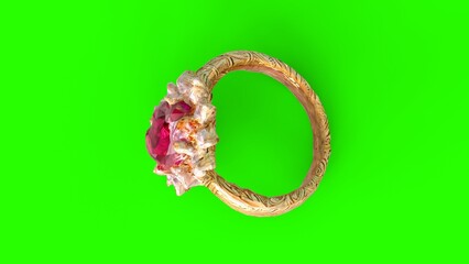 diamond ruby ring with green background