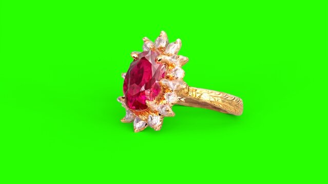 diamond ruby ring with green background