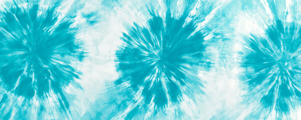 Turquoise and white tie-dye pattern featuring a burst effect, combining fluidity and symmetry