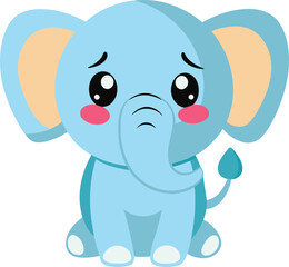 Sad Baby Elephant Vector Design